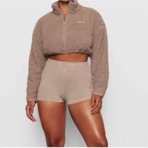 Skims Teddy Zip Up Cropped Jacket